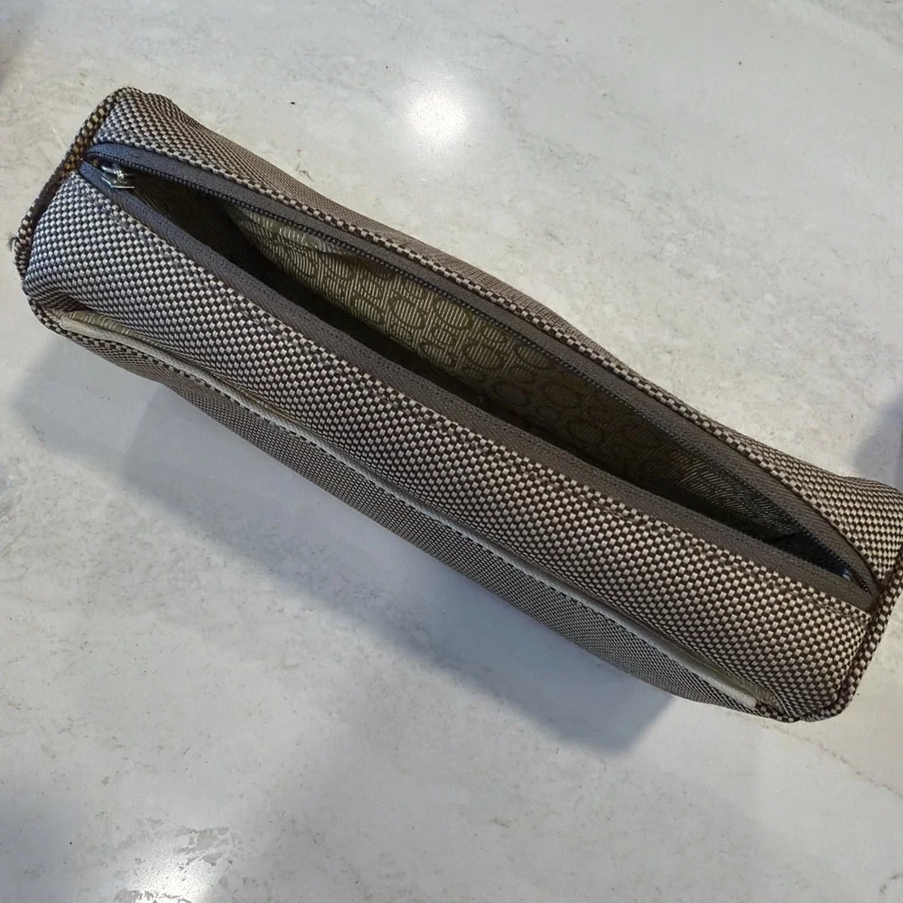 Salvatore Ferragamo Brown Canvas Clutch/Pouch/cosmetic/Toiletries Bag